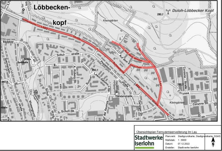 Übersichtskarte Fernwärme-Ausbau Iserlohn Wermingsen